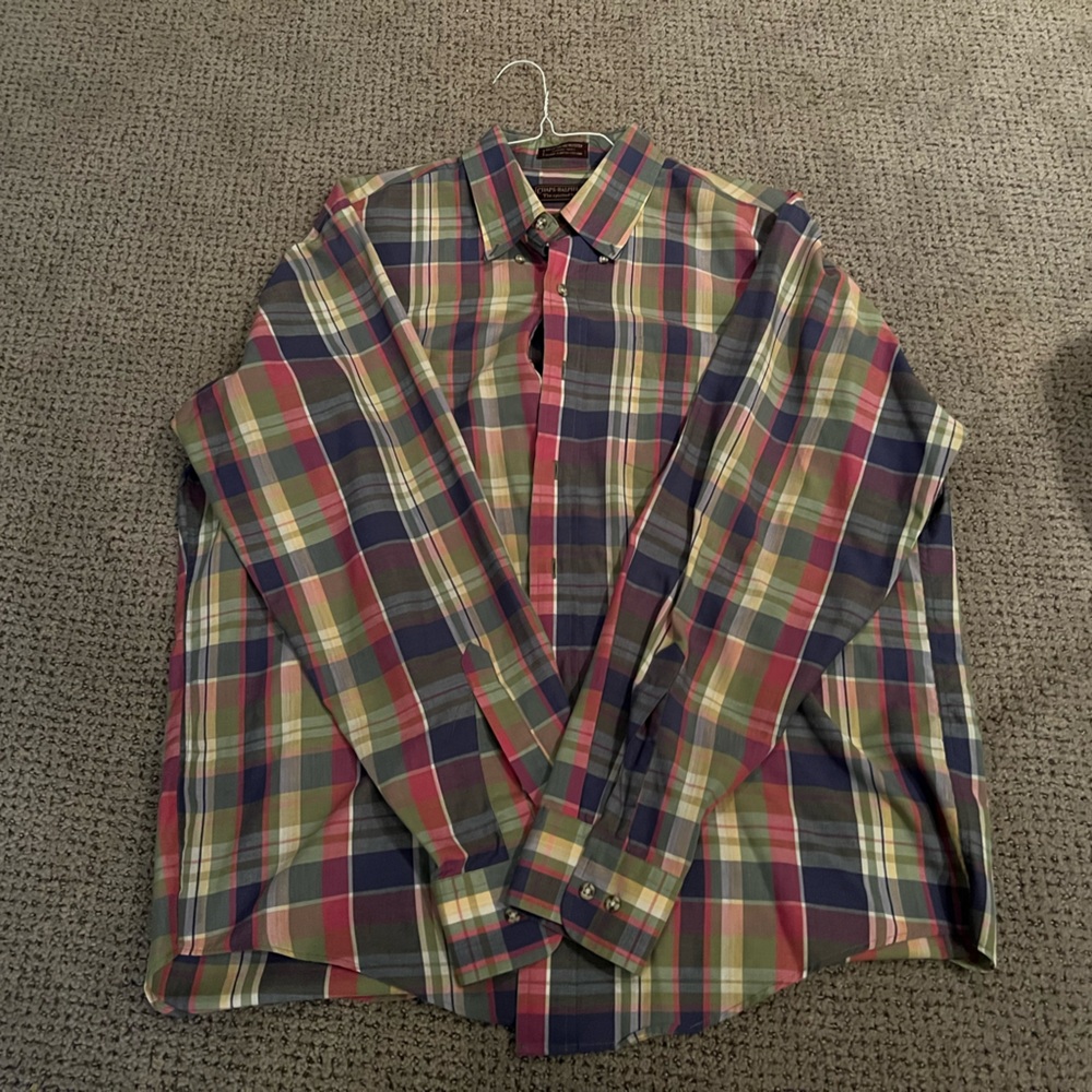 VTG 70s 80s Chaps Ralph Lauren Shirt Mens XL Long Sleeve Plaid Button Front